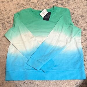 J Crew Factory Gradient Green and Blue Sweatshirt